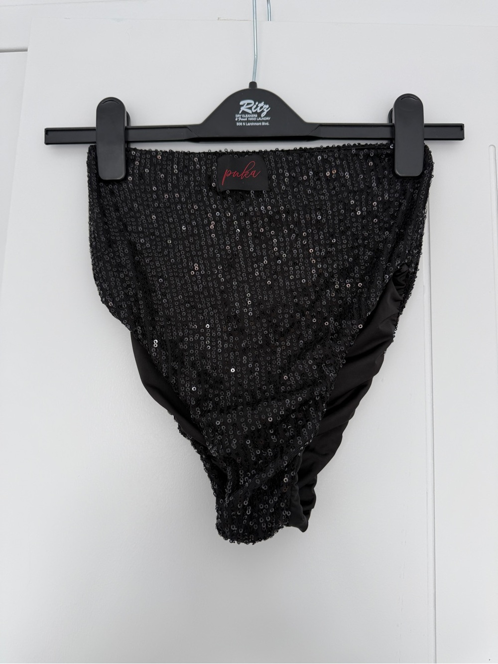 Black Sequin High-Cut dance briefs